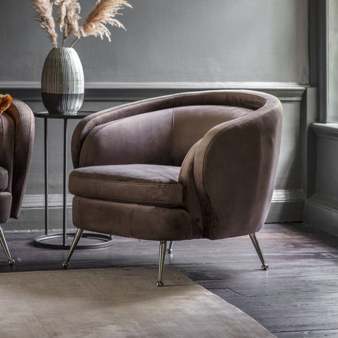 PaulaHome - Modern Seating Dark Taupe Velvet Tub Chair